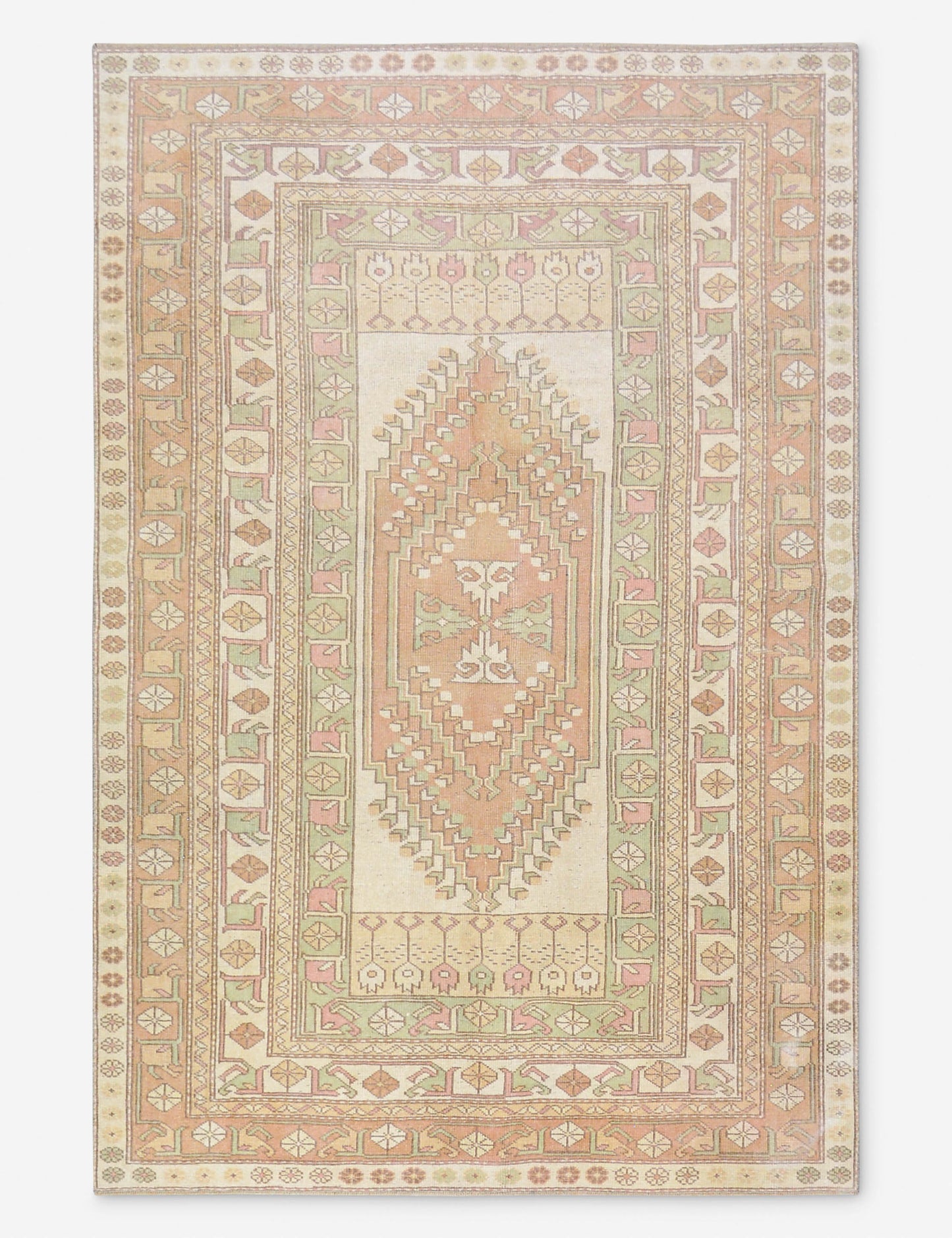 Tapis turc vintage en laine noué à la main n° 474, 1,50 m x 2,10 m