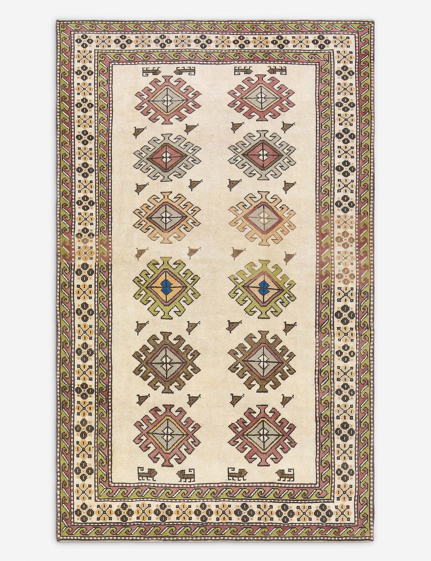 Tapis turc vintage en laine noué à la main n° 485, 1,52 m x 2,43 m