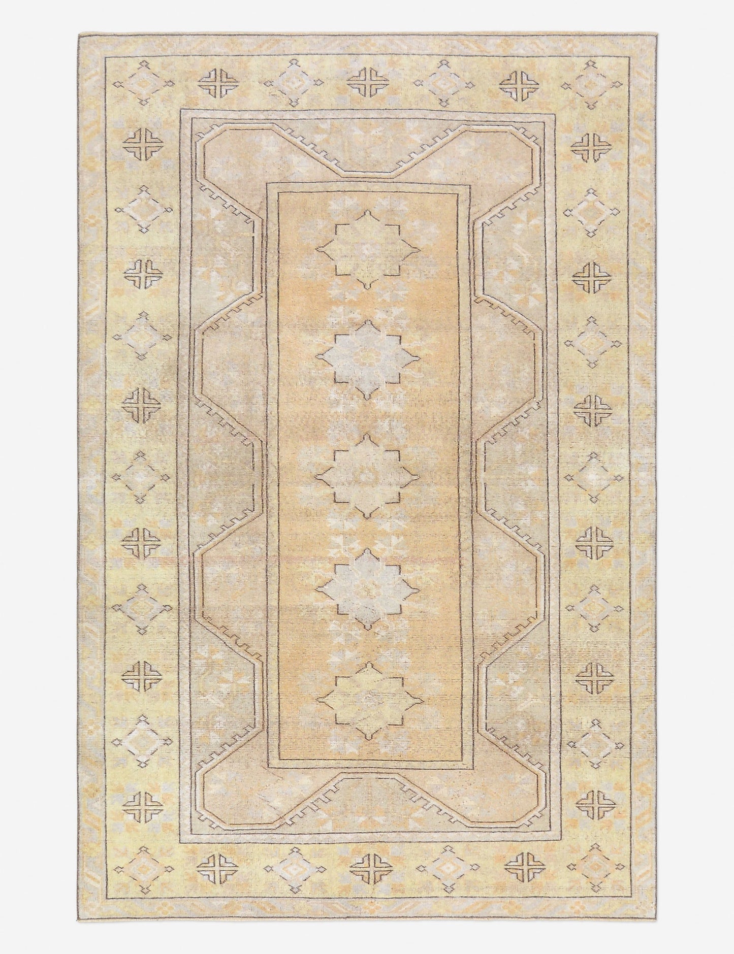 Tapis turc vintage en laine noué à la main n° 487, 1,55 m x 2,10 m