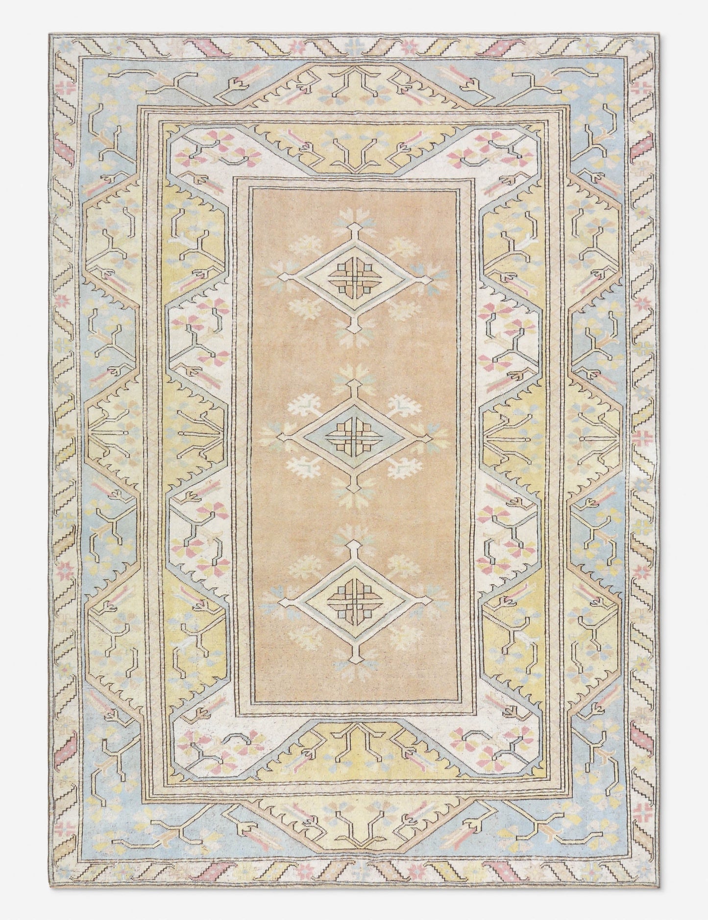 Tapis turc vintage en laine noué à la main n° 492, 6' 7 x 9' 1