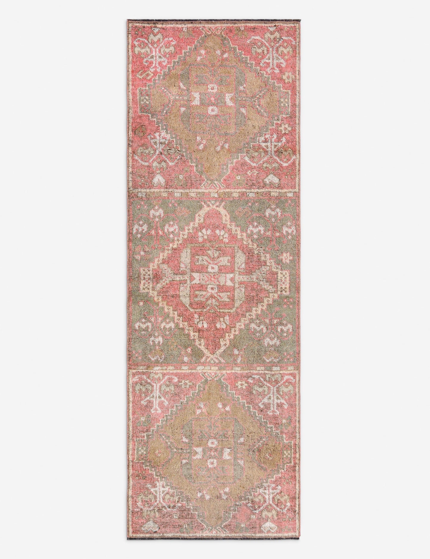 Tapis de couloir vintage turc en laine noué à la main n° 274, 90 cm x 3 m
