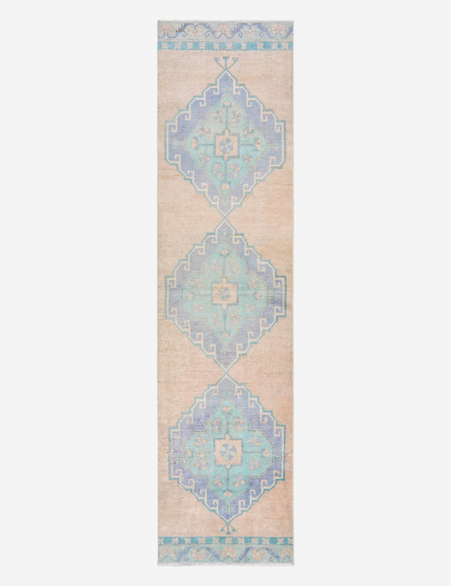 Tapis de couloir vintage turc en laine noué à la main n° 278, 90 cm x 3,60 m