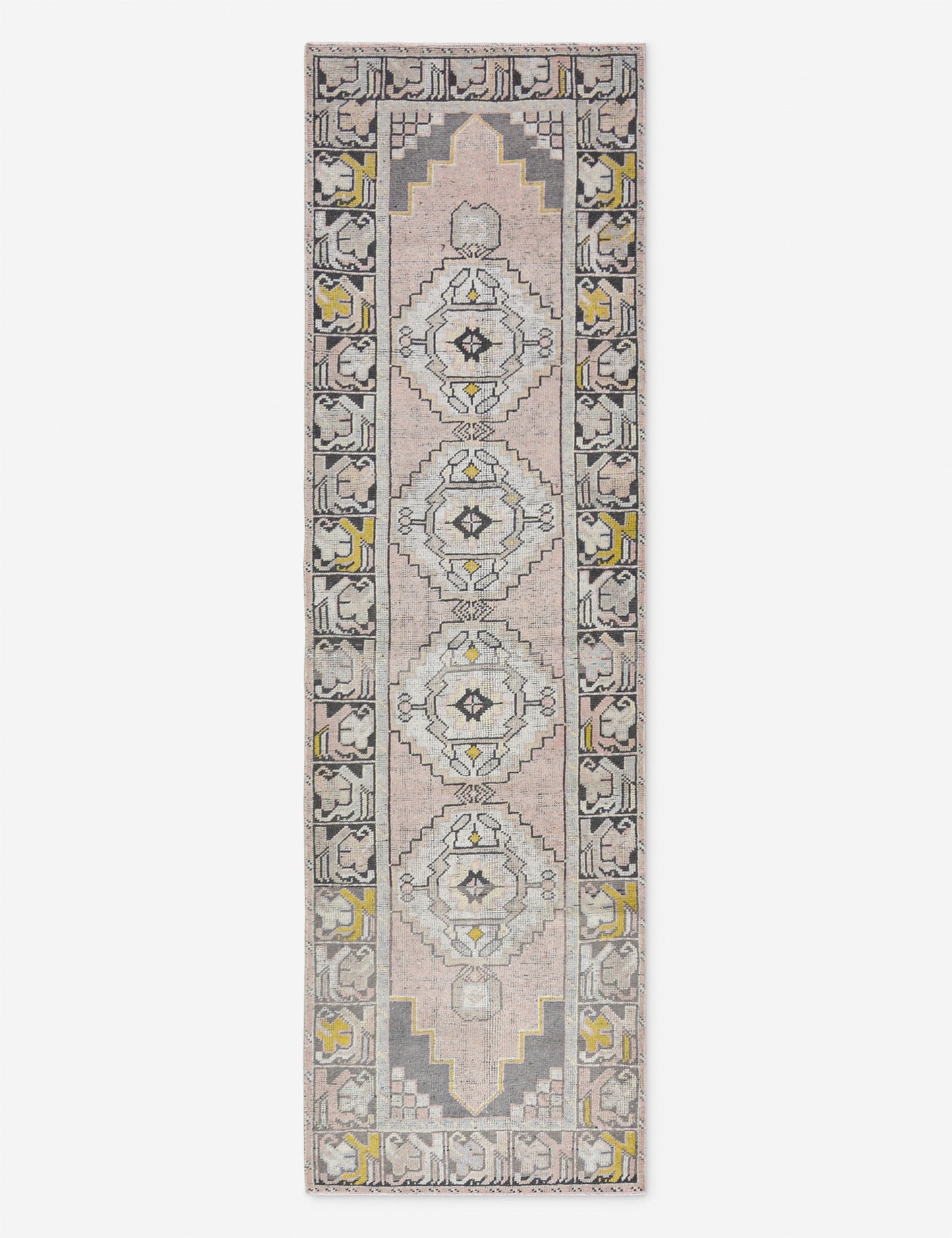 Tapis de couloir vintage turc en laine noué à la main n° 282, 78 cm x 274 cm