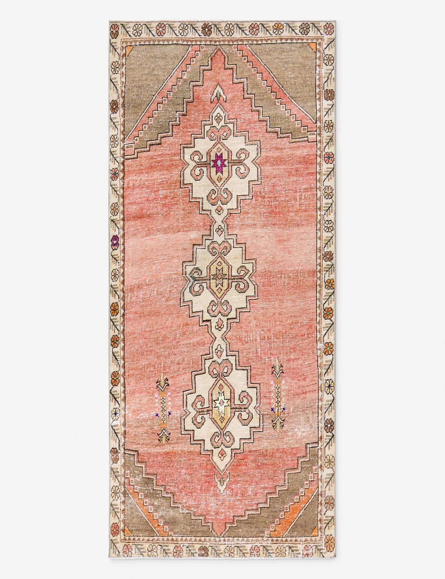 Tapis de couloir vintage turc en laine noué à la main n° 290, 90 cm x 180 cm