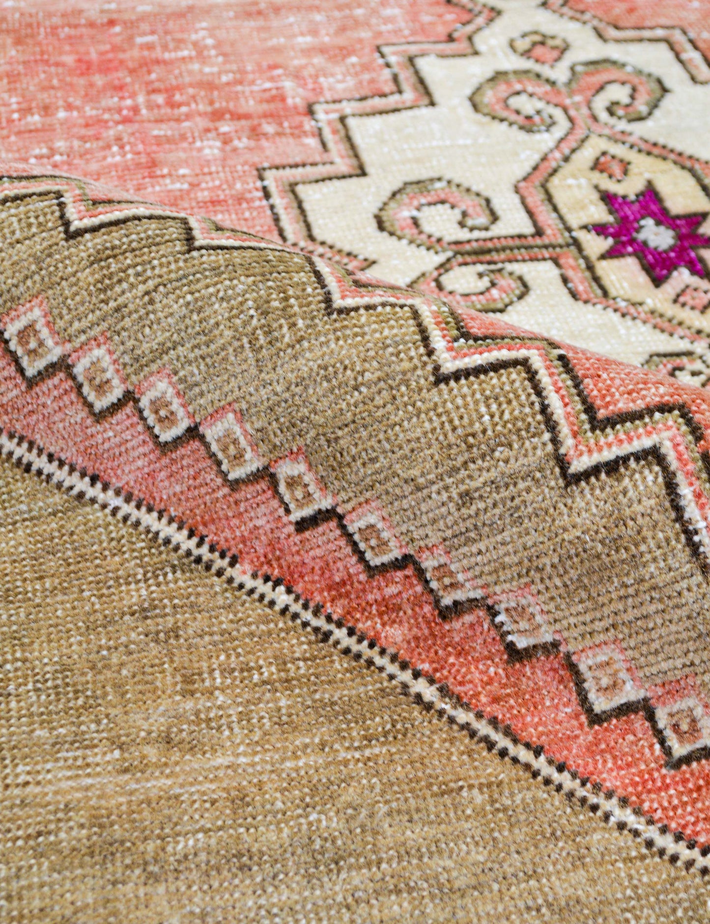 Tapis de couloir vintage turc en laine noué à la main n° 290, 90 cm x 180 cm