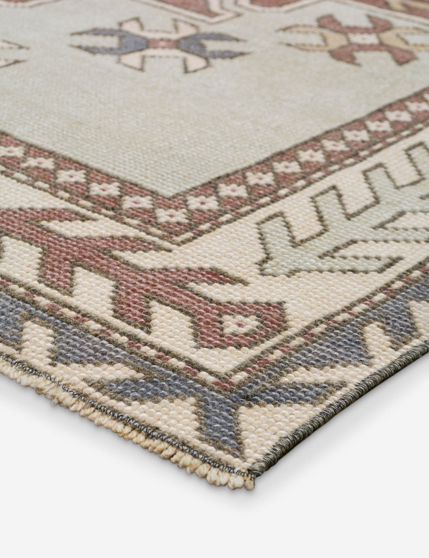 Tapis turc vintage en laine noué à la main n° 523, 1,5 m x 1,5 m