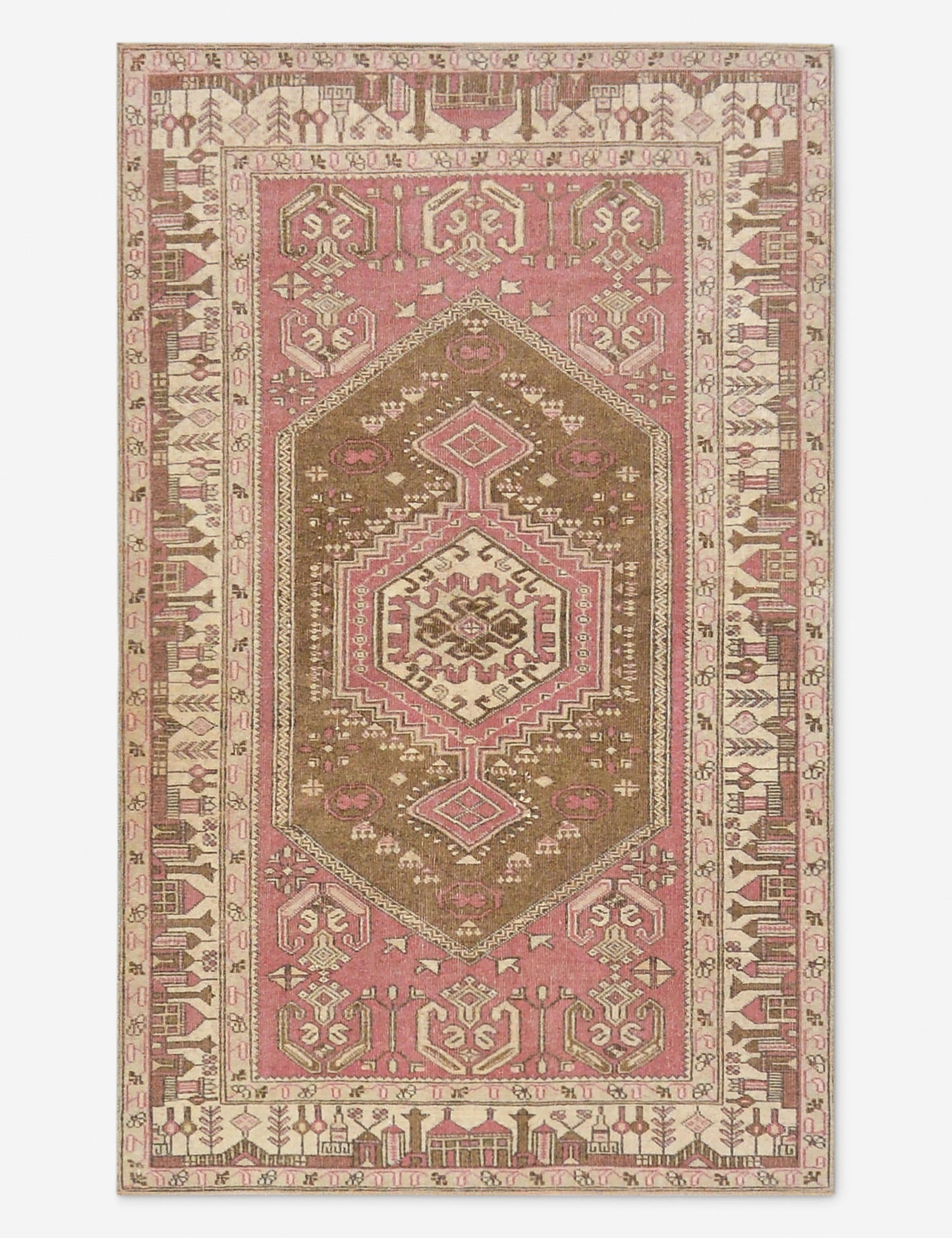 Tapis turc vintage en laine noué à la main n° 524, 95 x 170 cm