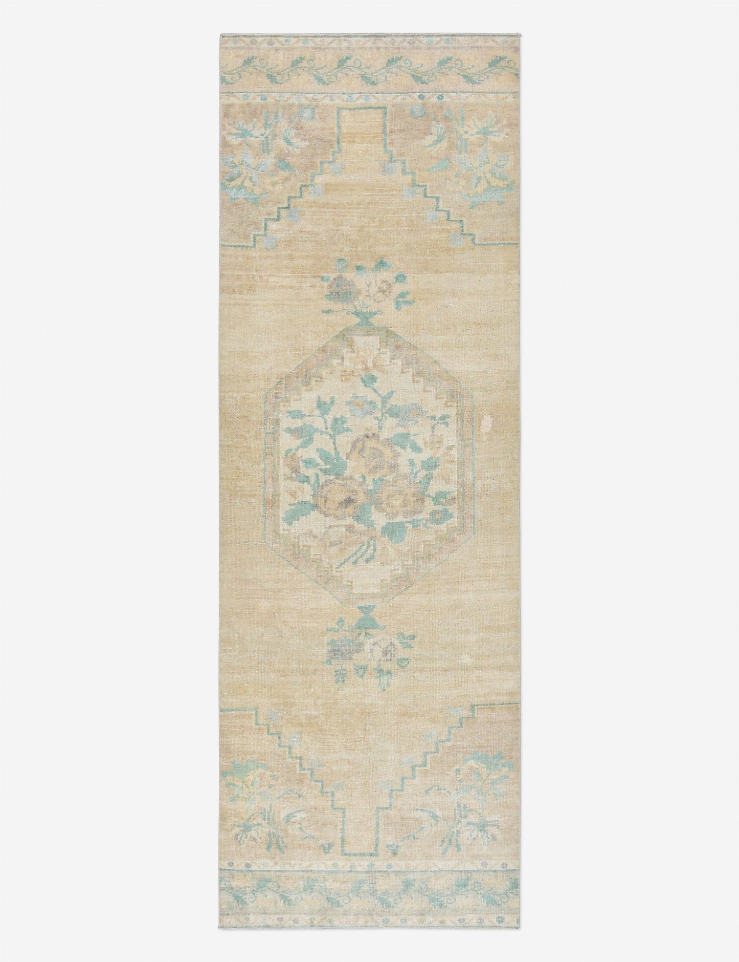 Tapis de couloir vintage turc en laine noué à la main n° 294, 95 cm x 270 cm