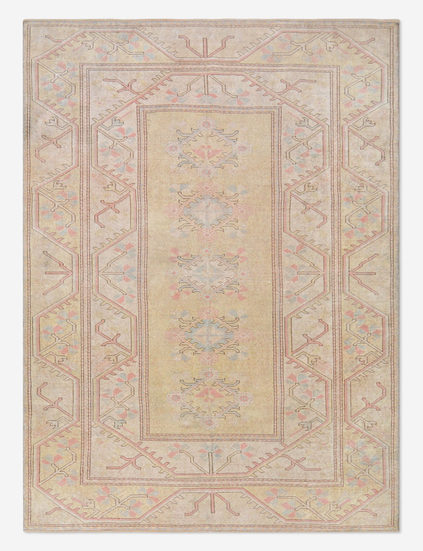 Tapis turc vintage en laine noué à la main n° 462, 6' 7 x 9' 1