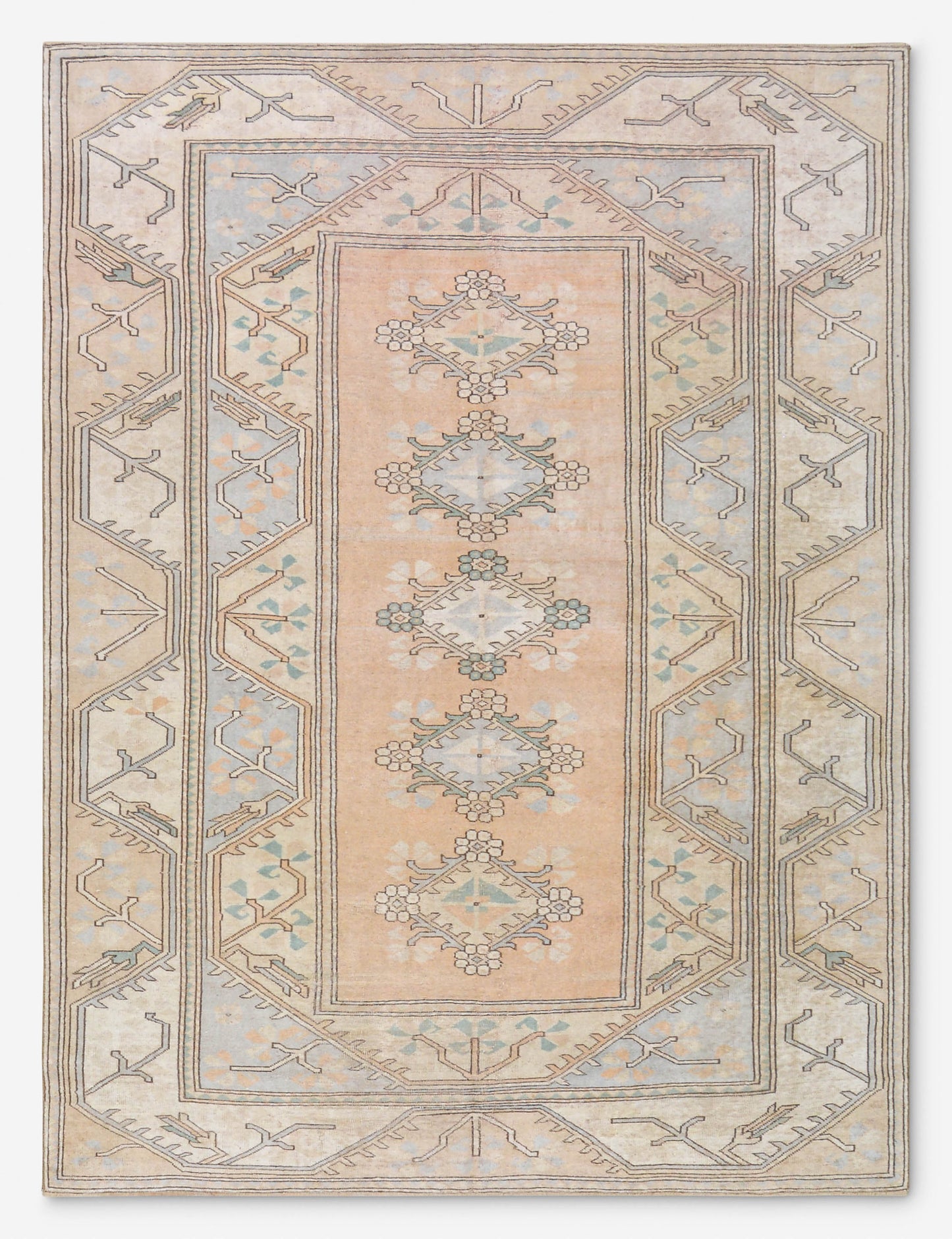 Tapis turc vintage en laine noué à la main n° 468, 1,95 m x 2,75 m