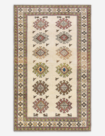 Tapis turc vintage en laine noué à la main n° 485, 1,52 m x 2,43 m