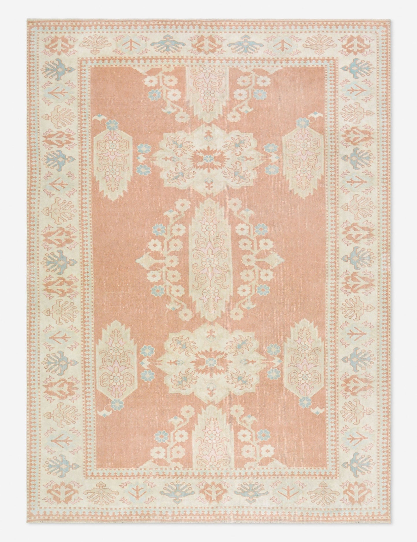 Tapis turc vintage en laine noué à la main n° 490, 2,13 m x 2,73 m