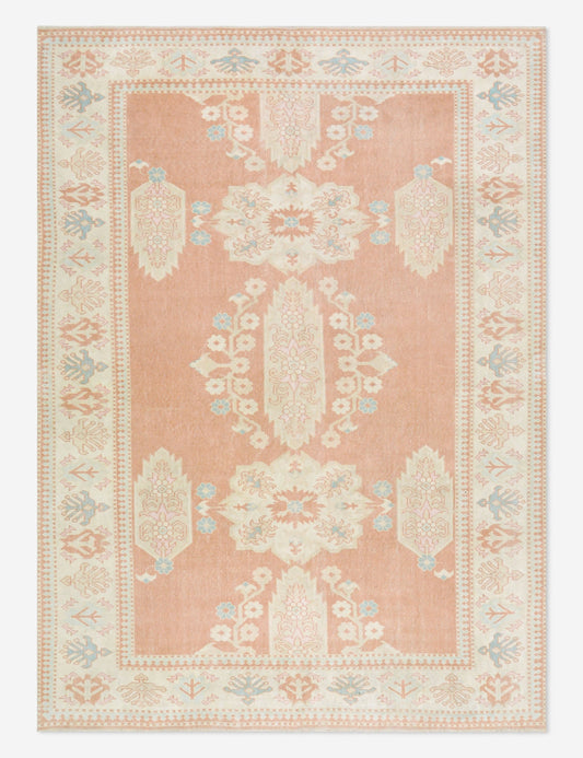 Tapis turc vintage en laine noué à la main n° 490, 2,13 m x 2,73 m