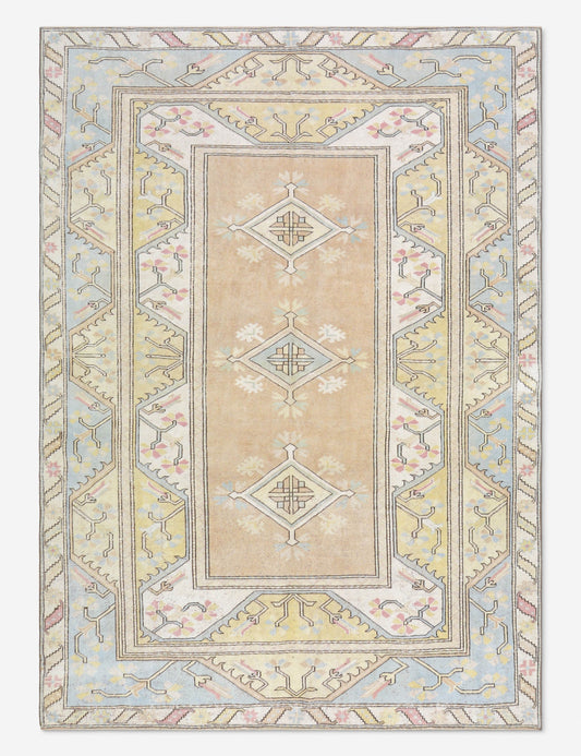 Tapis turc vintage en laine noué à la main n° 492, 6' 7 x 9' 1