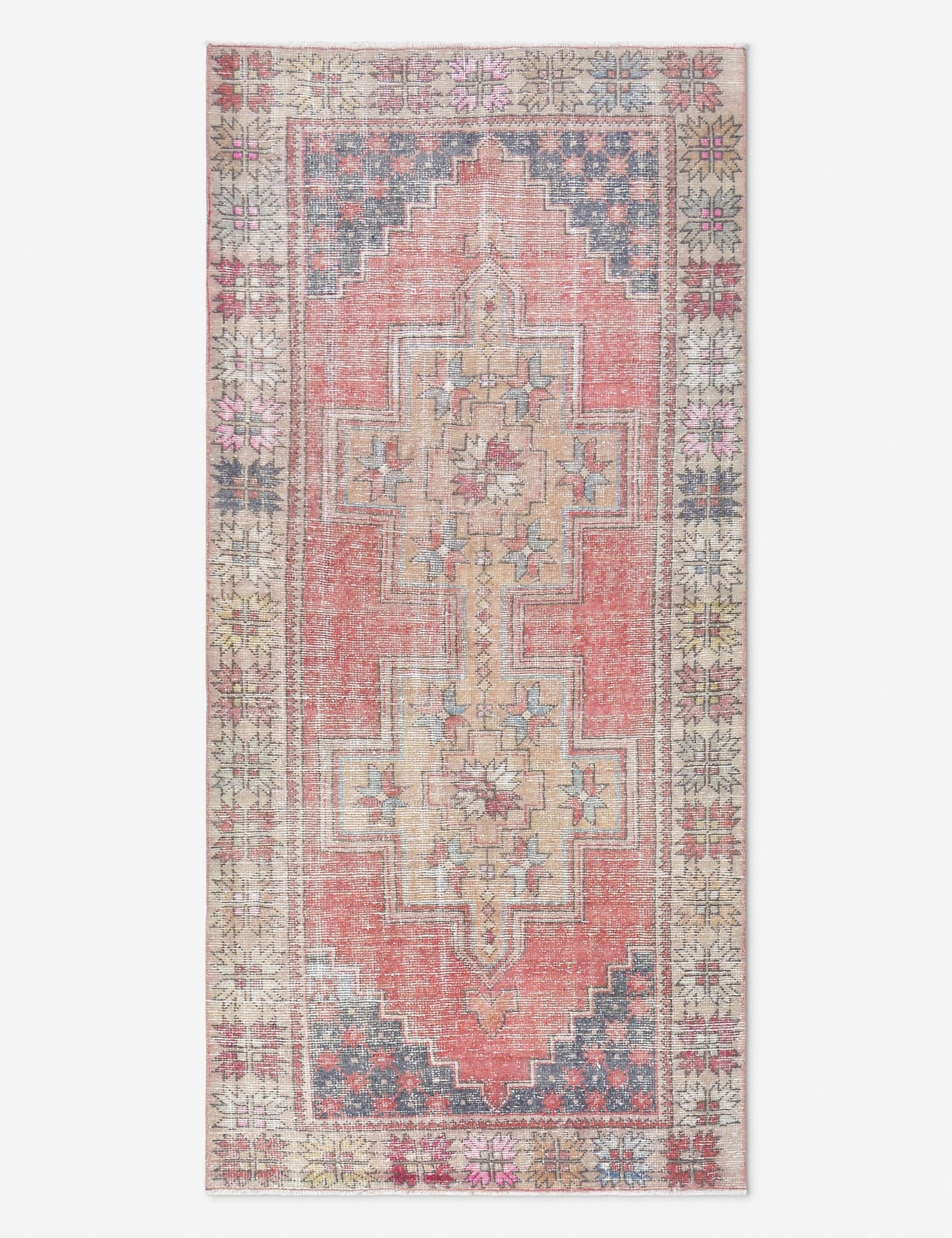 Tapis turc vintage en laine noué à la main n° 494, 1,22 m x 2,43 m