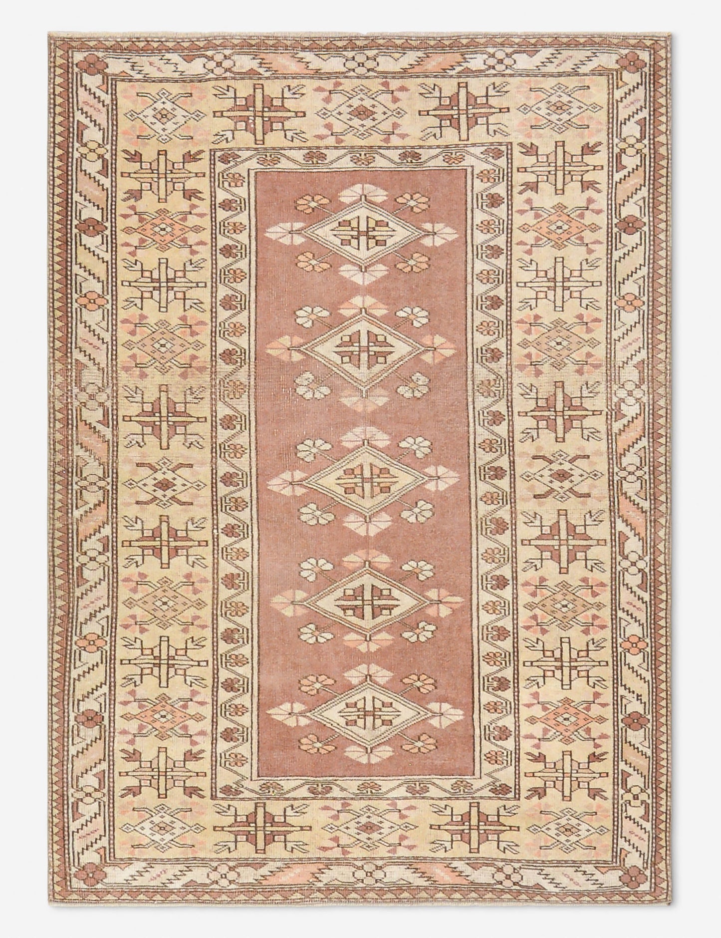 Tapis turc vintage en laine noué à la main n° 496, 1,20 m x 1,60 m