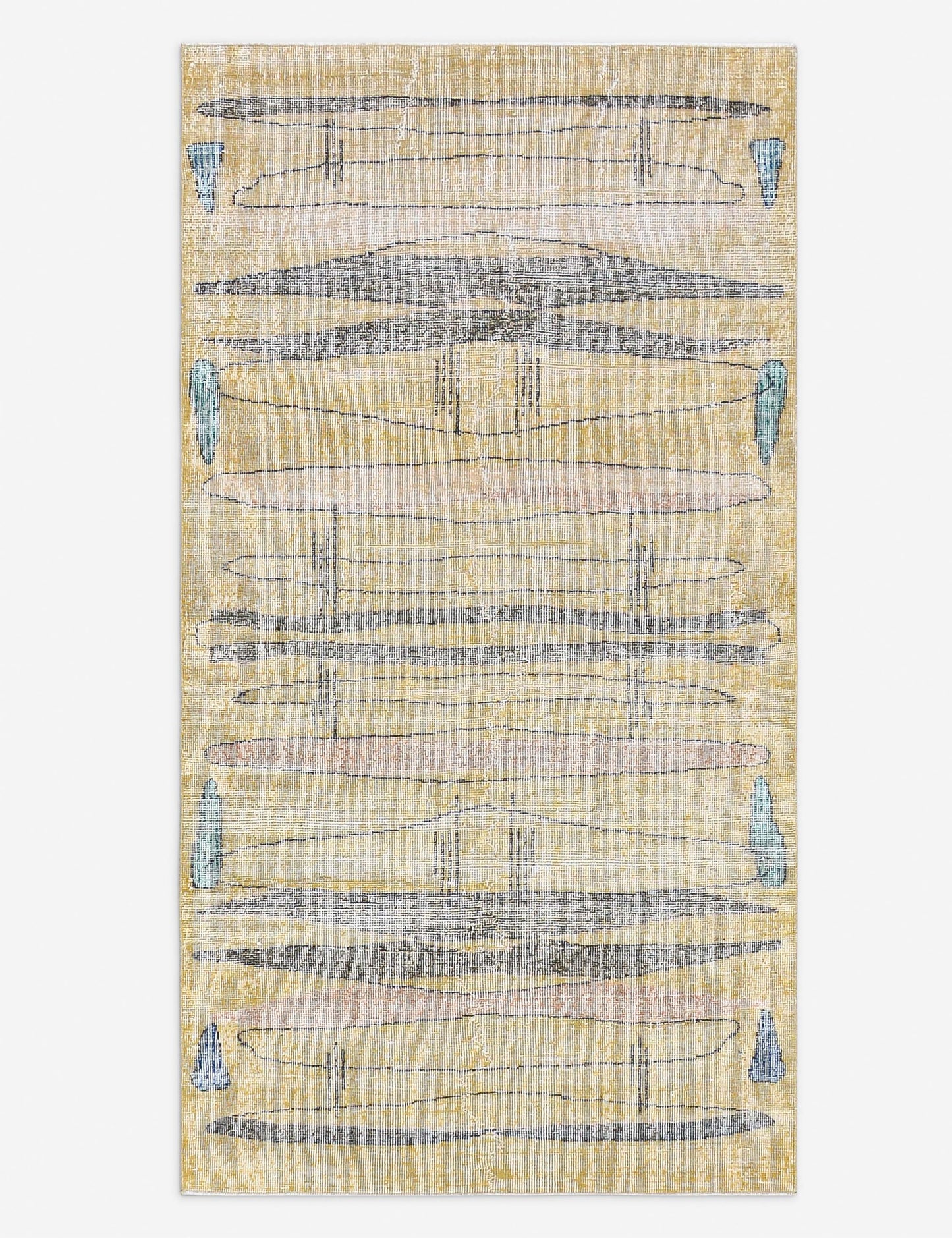 Tapis turc vintage en laine noué à la main n° 498, 90 x 210 cm