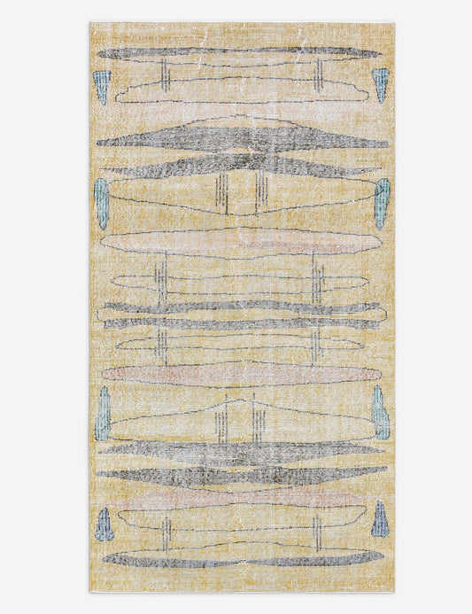 Tapis turc vintage en laine noué à la main n° 498, 90 x 210 cm