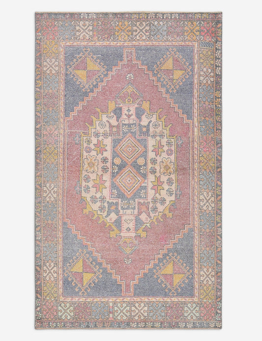 Tapis turc vintage en laine noué à la main n° 500, 90 x 180 cm