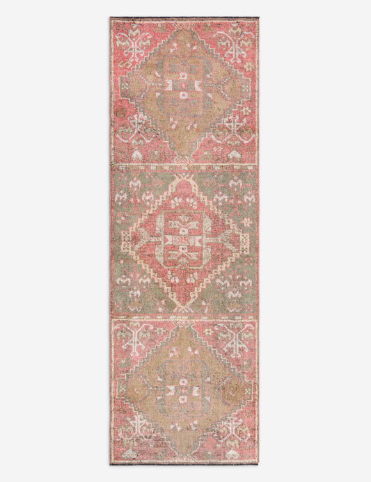 Tapis de couloir vintage turc en laine noué à la main n° 274, 90 cm x 3 m