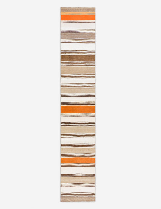 Tapis de couloir vintage turc en laine noué à la main n° 275, 60 cm x 3,60 m