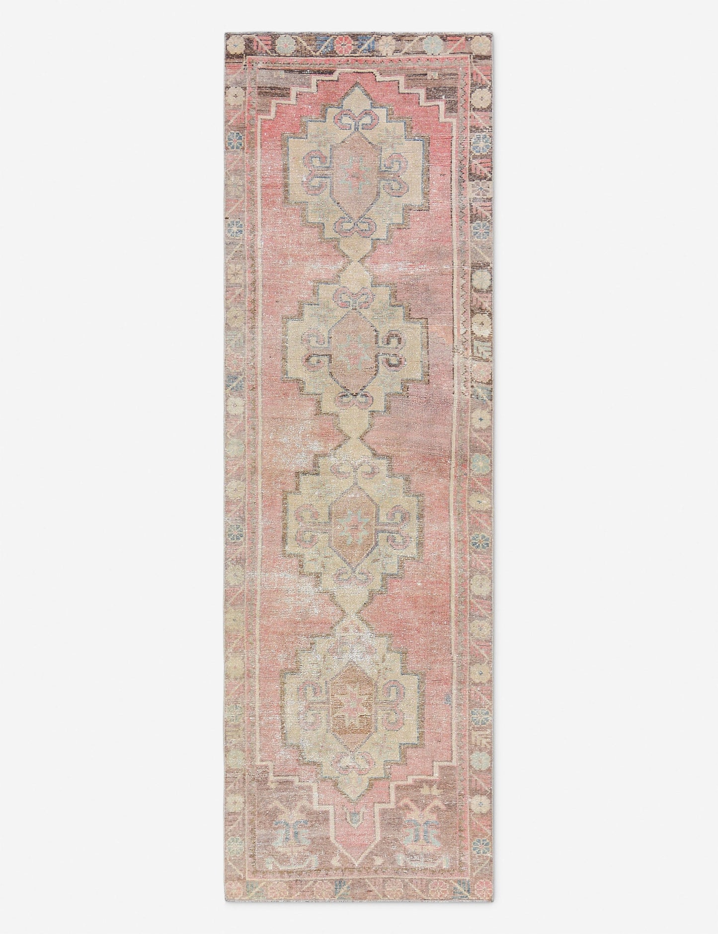 Tapis de couloir vintage turc en laine noué à la main n° 280, 90 cm x 300 cm
