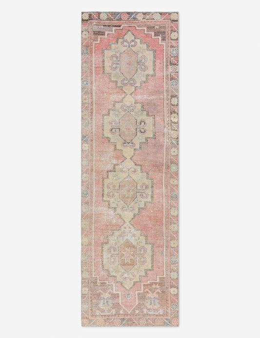 Tapis de couloir vintage turc en laine noué à la main n° 280, 90 cm x 300 cm