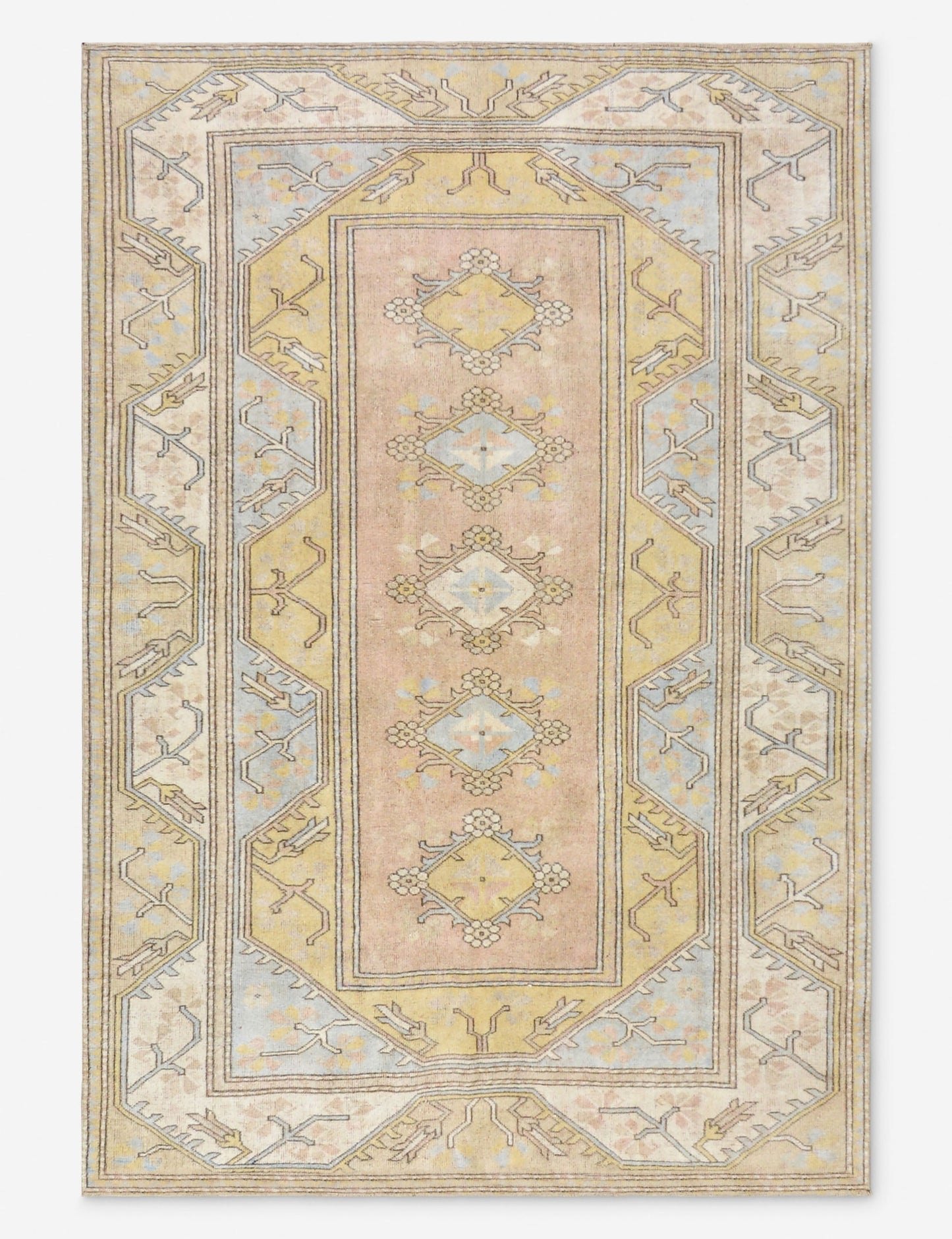 Tapis turc vintage en laine noué à la main n° 516, 1,60 m x 2,40 m