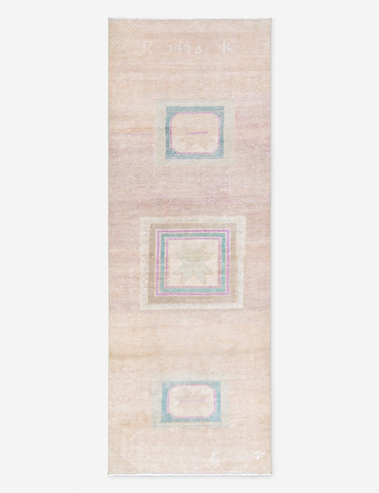 Tapis de couloir vintage turc en laine noué à la main n° 288, 90 cm x 2,45 m