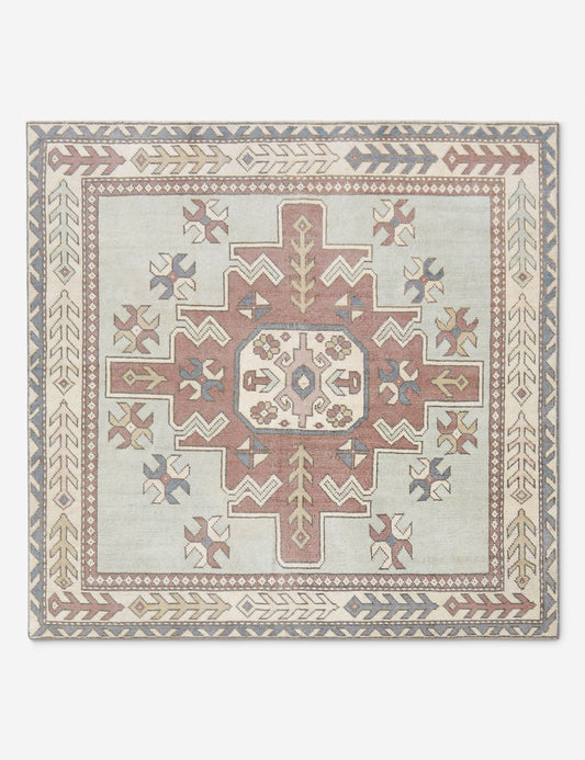 Tapis turc vintage en laine noué à la main n° 523, 1,5 m x 1,5 m