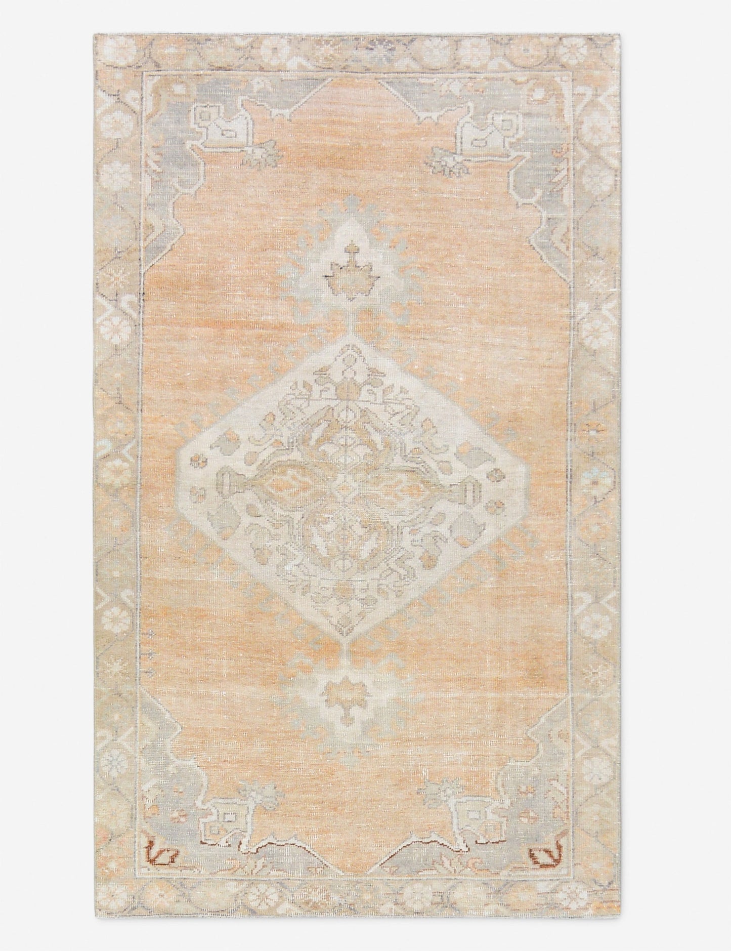 Tapis turc vintage en laine noué à la main n° 529, 1,27 m x 2,13 m