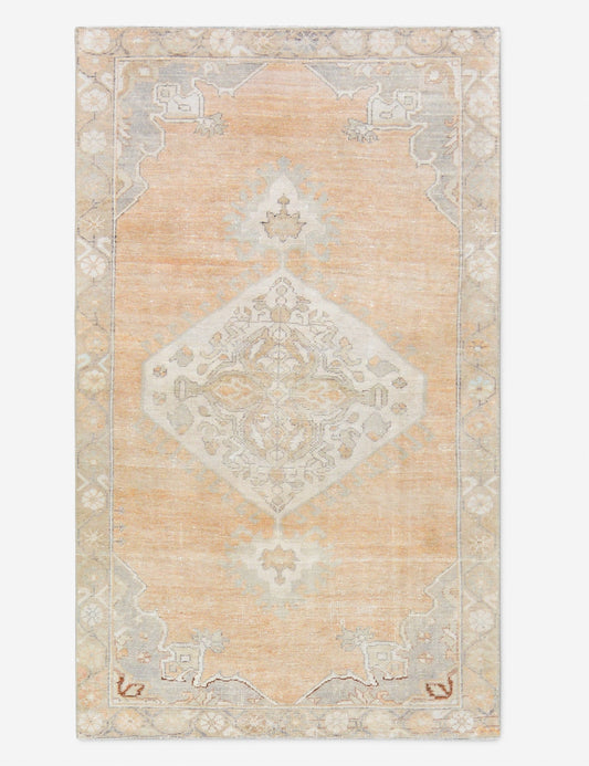 Tapis turc vintage en laine noué à la main n° 529, 1,27 m x 2,13 m