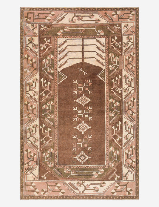 Tapis turc vintage en laine noué à la main n° 531, 1,28 m x 2,40 m