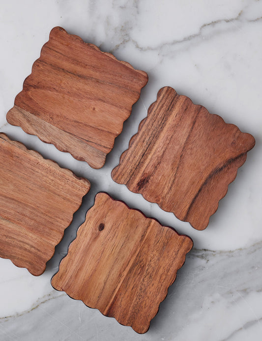 Sous-verres en bois festonné (lot de 4) par etúHOME